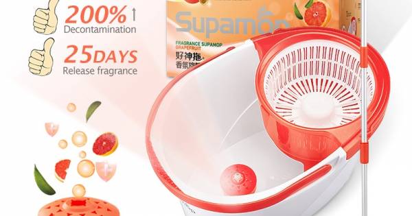 Productiviteit Koloniaal hel SupaMop F103 Trendy Spin Mop Set Release Grapefruit Fragrance/1 Year  Warranty/99.9% Antibacterial